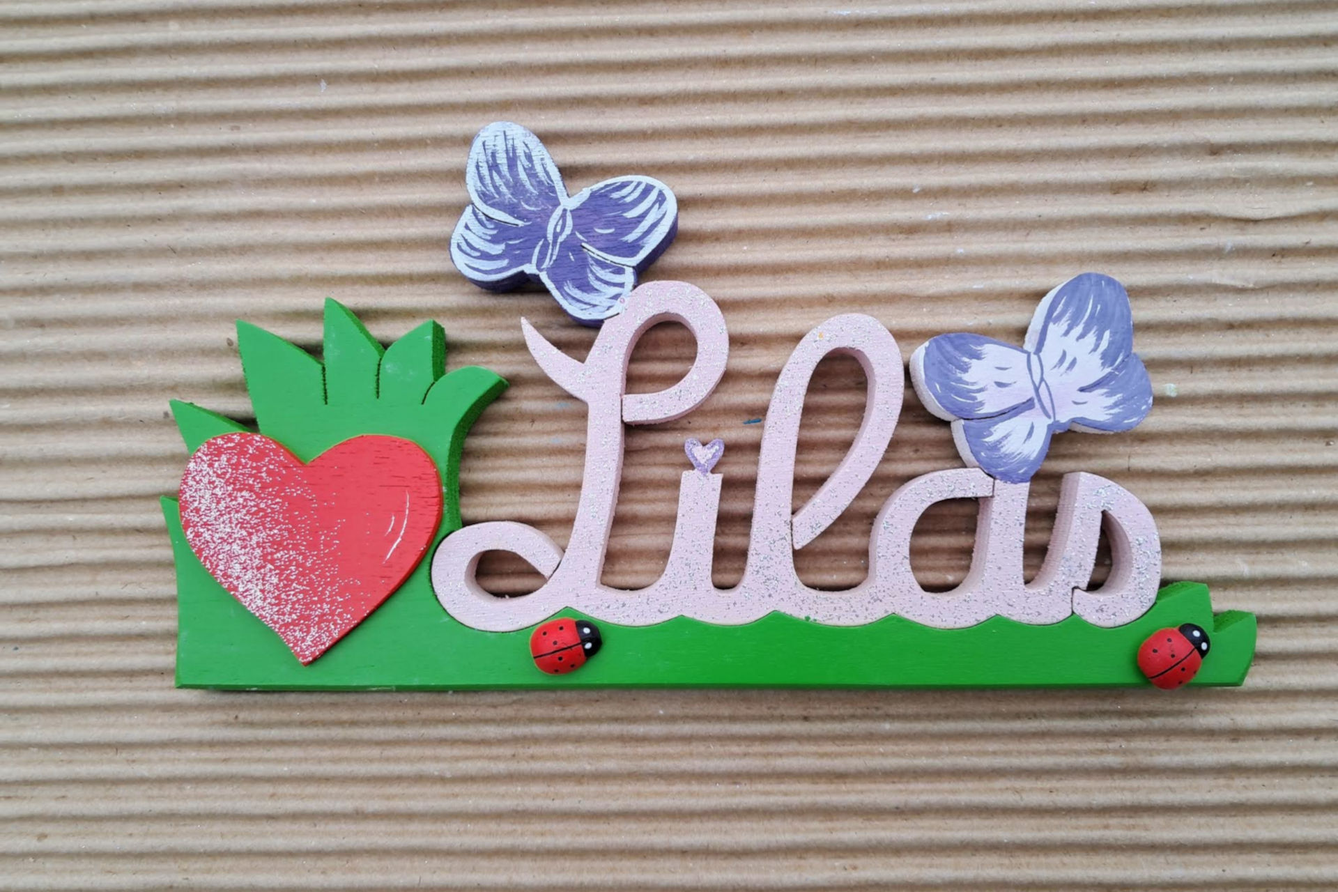 Lilas Rose poudré avec paillettes - L:22cm H:8cm