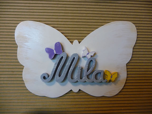 Mila Gris nuancé, plaque de porte Blanche