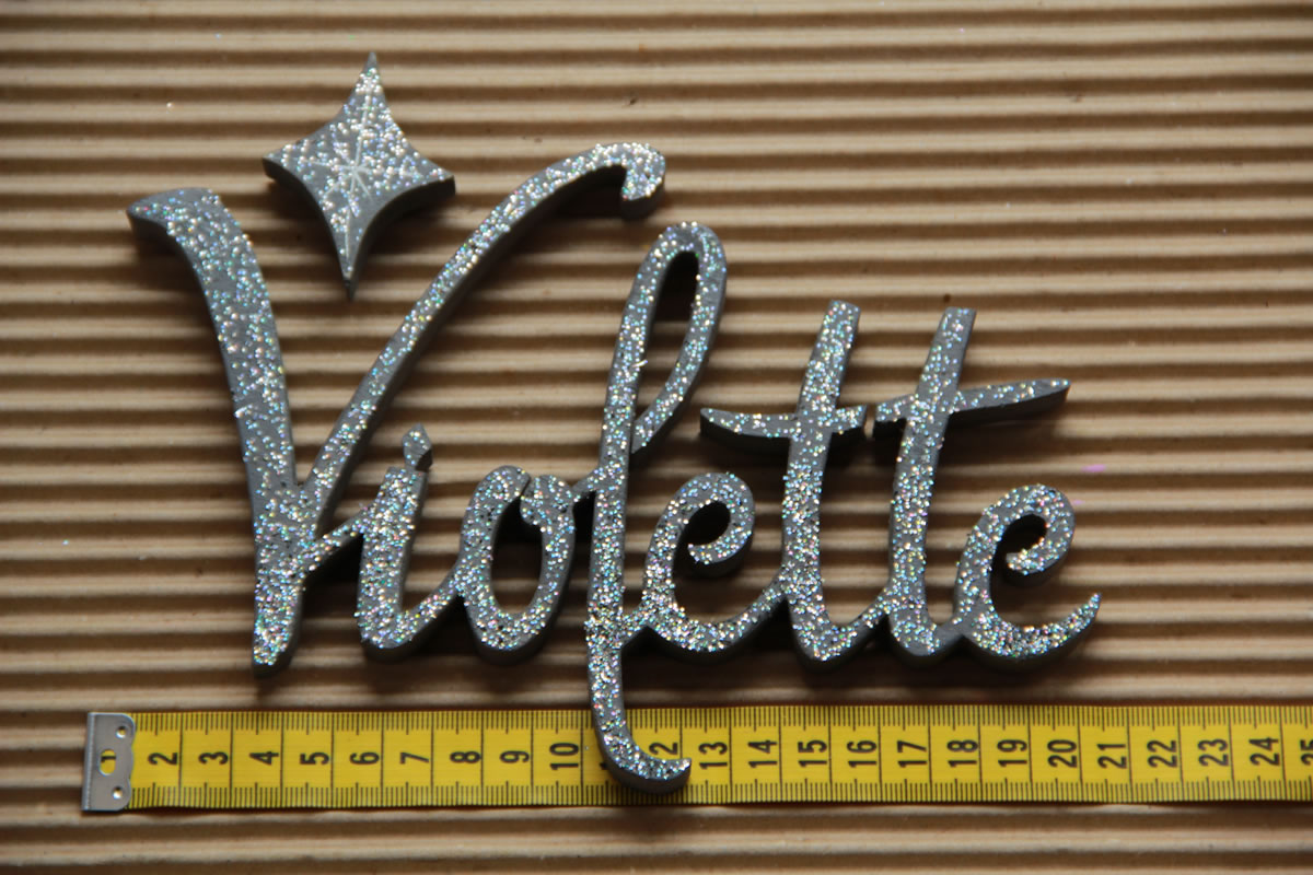 Violette Gris avec pailettes - L:21cm- H:14cm